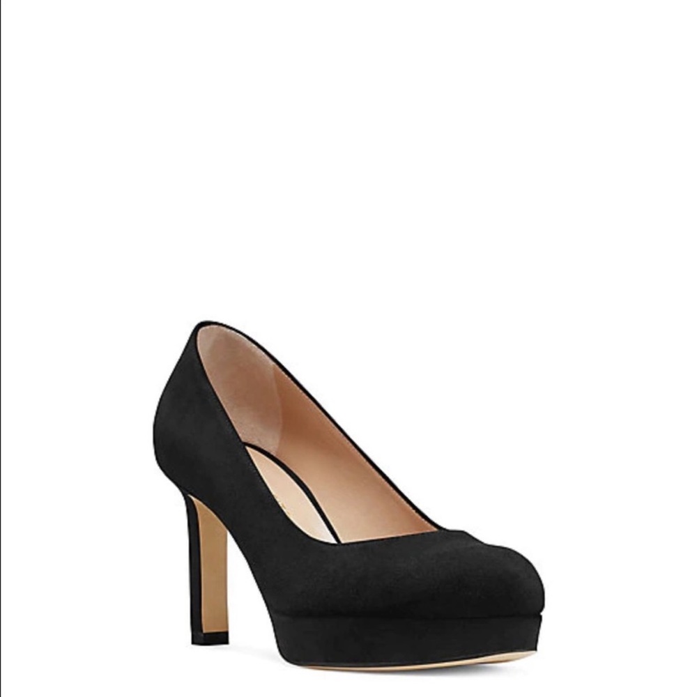 STUART WEITZMAN Shoes Larsa Suede Platform Pump Heels Black Size 6.5 - Picture 2 of 16